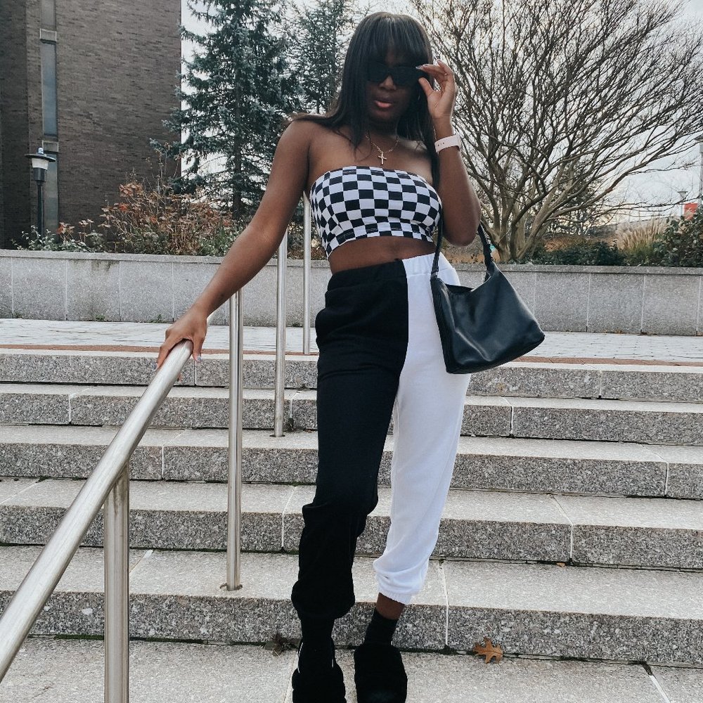 Monochrome Color Block Sweatpants